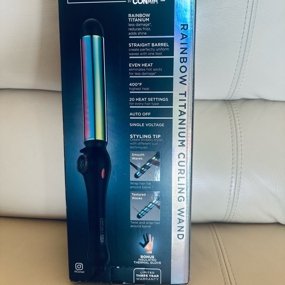Conair Rainbow Titanium Curling Wand - Black